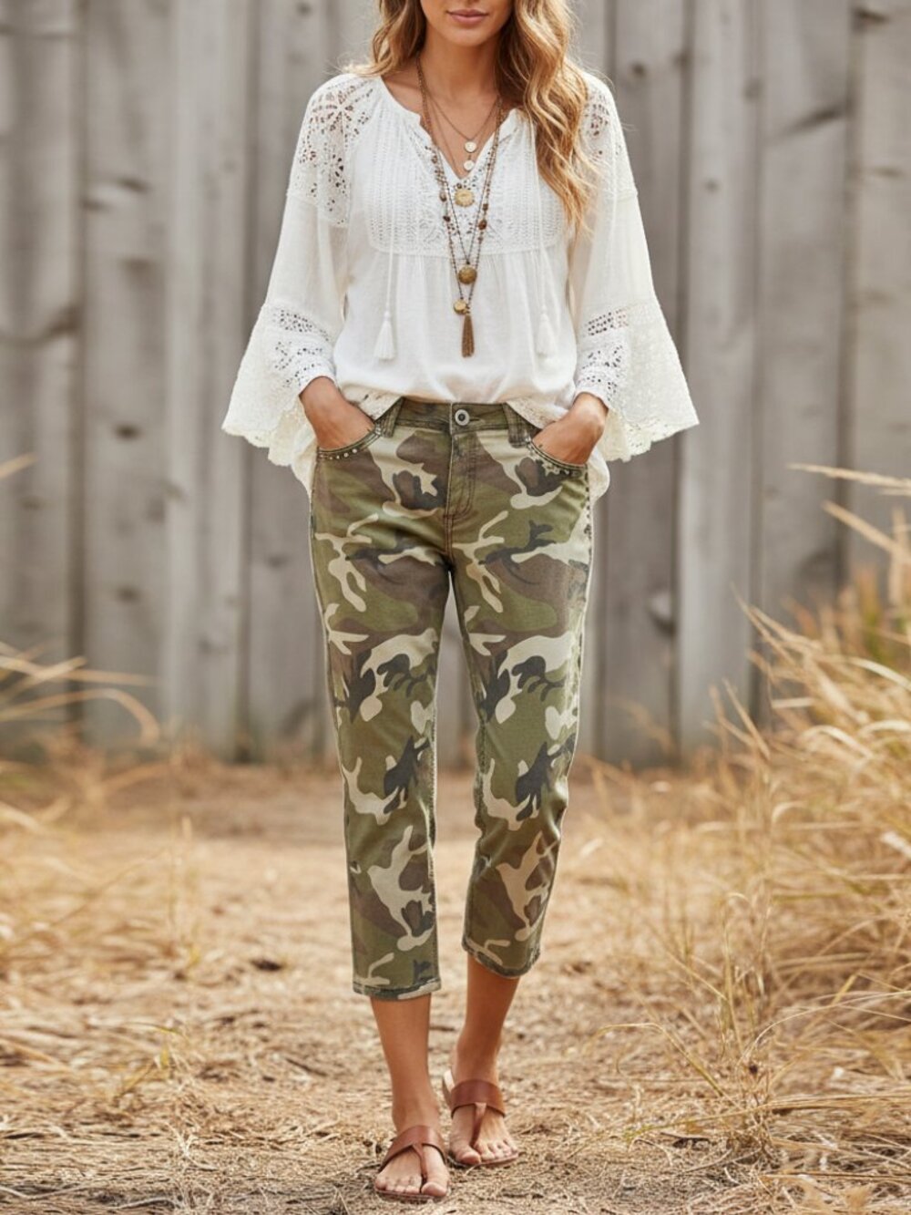 Democracy 10 Jeans Crop Ankle Green Camo Studded Y2K 90s McBling Fairy Retro